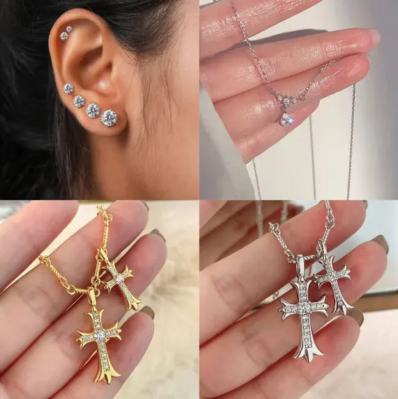 Lymphatic Magnetic Therapy Cross Design Diamond Necklace - Image 18