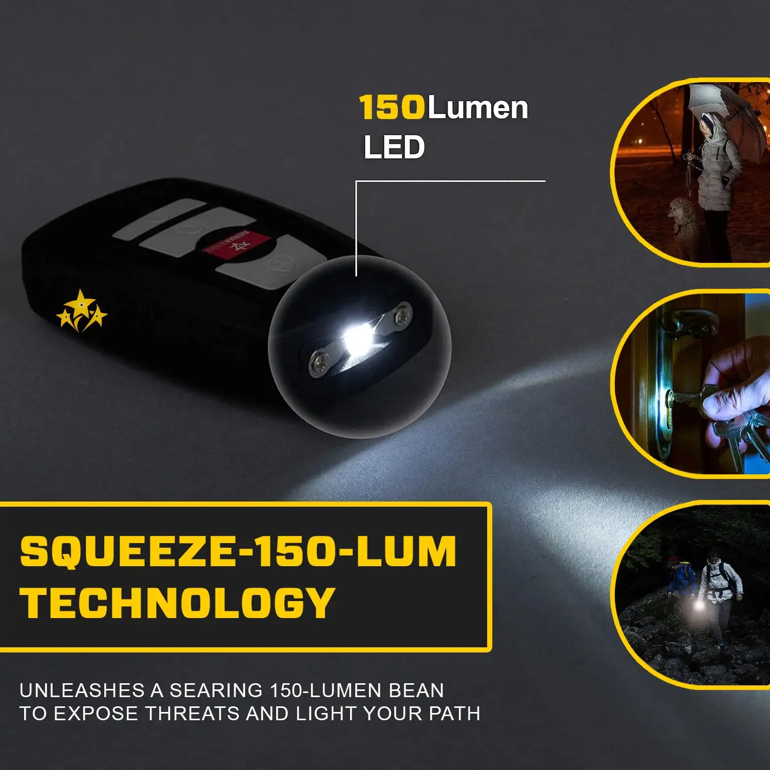 VOLTIC V77 3in1 Stun & Flashlight & Alarm Car Keychain - Image 3