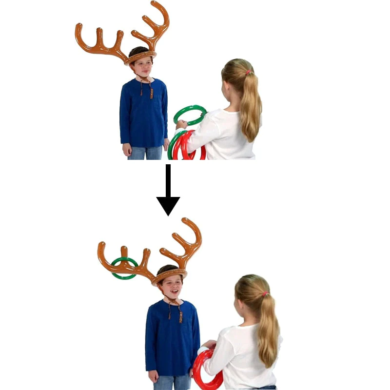 Inflatable Santa Funny Reindeer Antler Hat Ring Toss Christmas Holiday Party Game - Image 4