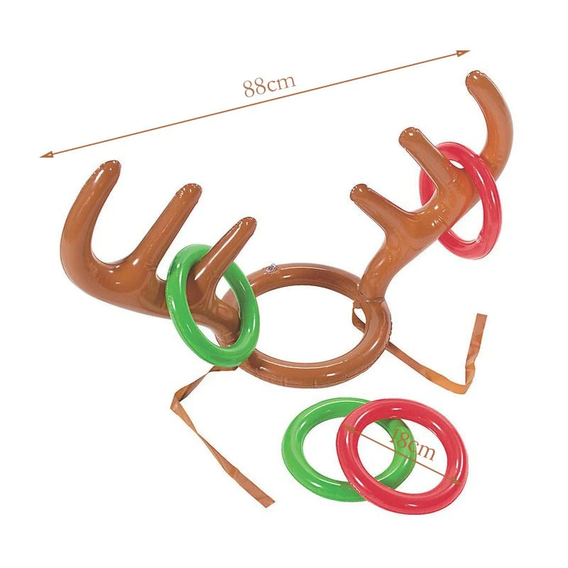Inflatable Santa Funny Reindeer Antler Hat Ring Toss Christmas Holiday Party Game - Image 2