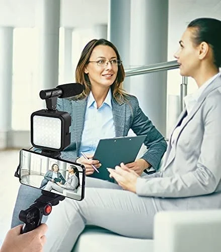 Professional video Microphone kit with Tripod Stand and LED Light - Image 4