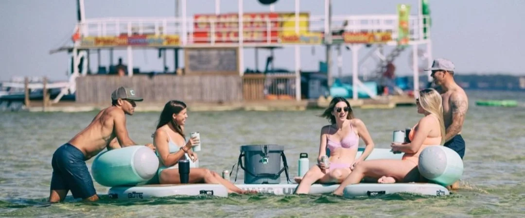 This Giant Curved Inflatable Dock Holds Up To 6 Adults and a Cooler - Image 3