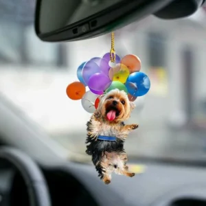 Alternative view of Yorkshire Terrier Dog Fly With Bubbles Car Hanging Ornament-2D Effect