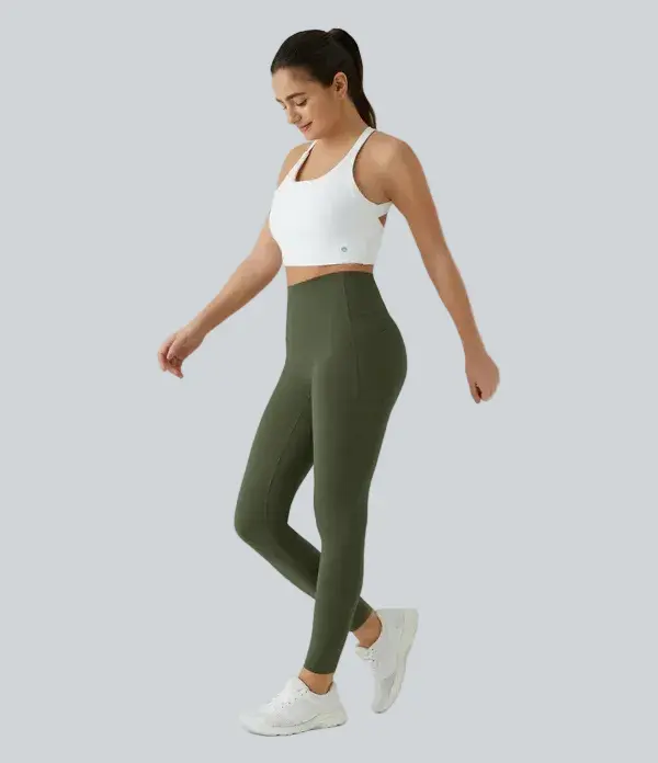 High Waisted Waist Shaping Pocket Shaping Training Leggings - Image 14