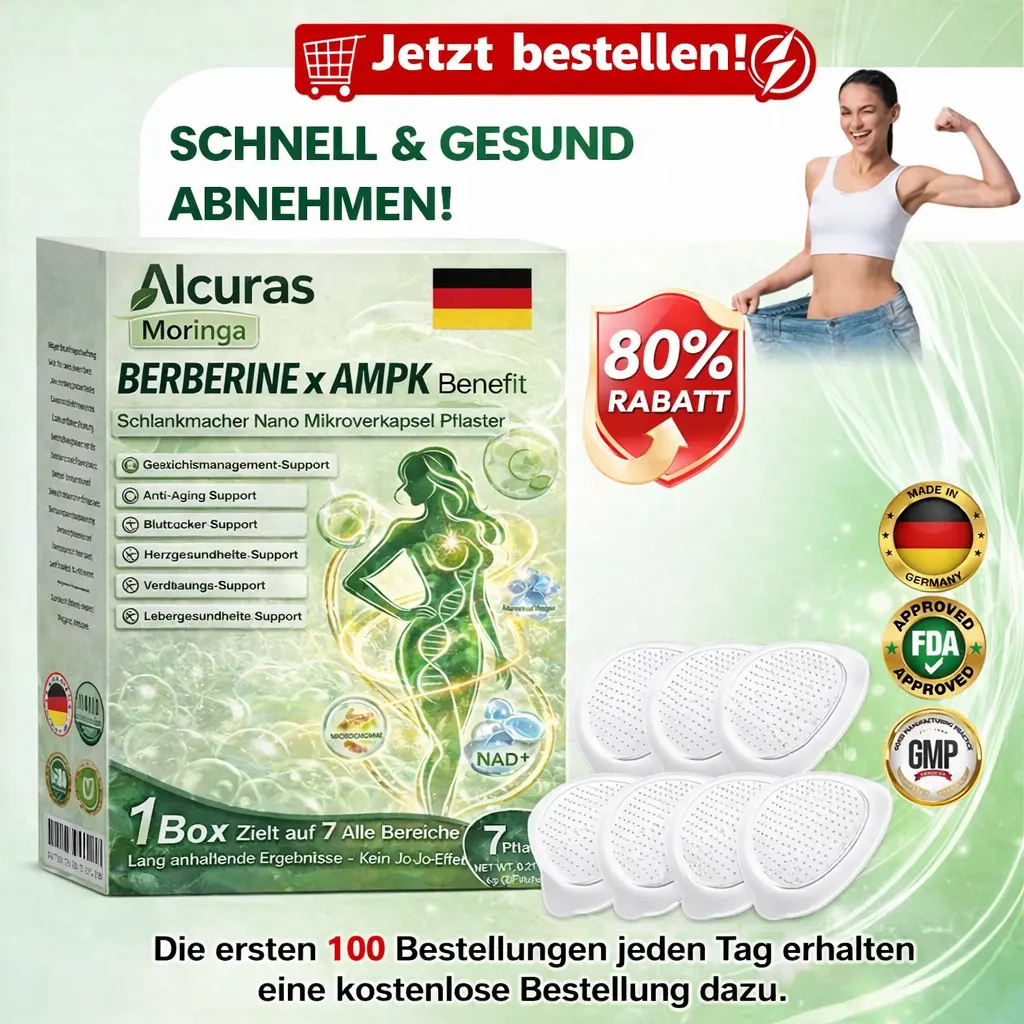 Alcuras Moringa × Berberin × AMPK 8-fach Slimming & Stoffwechsel-Nano-Mikronadel-Patch