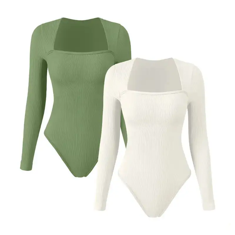 Slimoly Square Neck Long Sleeve Bodysuits - Image 9