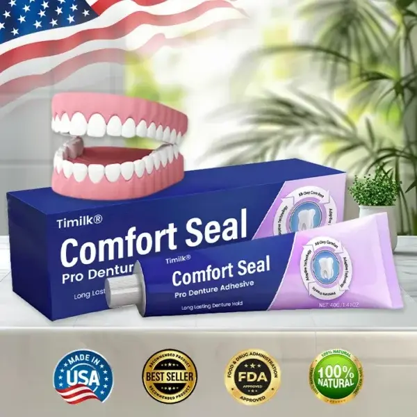 Comfort Seal Pro Denture Adhesive🦷💜FDA Certified (Clinically Proven 96- Hour Lock Hold for Secure, Comfortable & Zinc-Free Denture Fit)