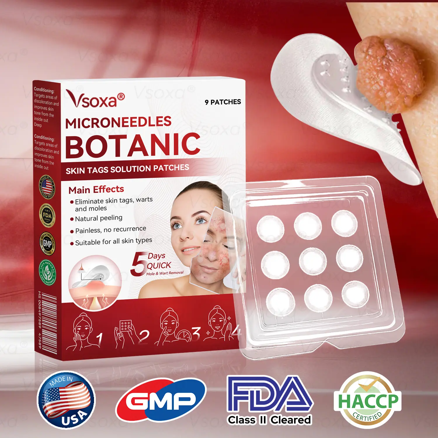 Microneedles Botanical Skin Tags Solution Patches