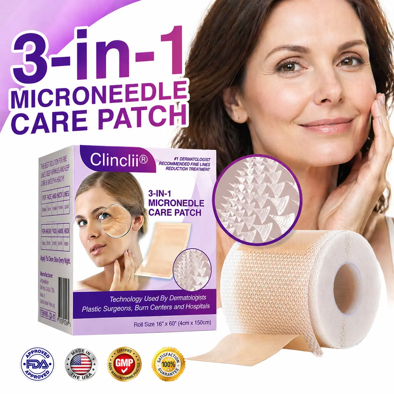 3-in-1 Microneedle Anti-Aging Patch
