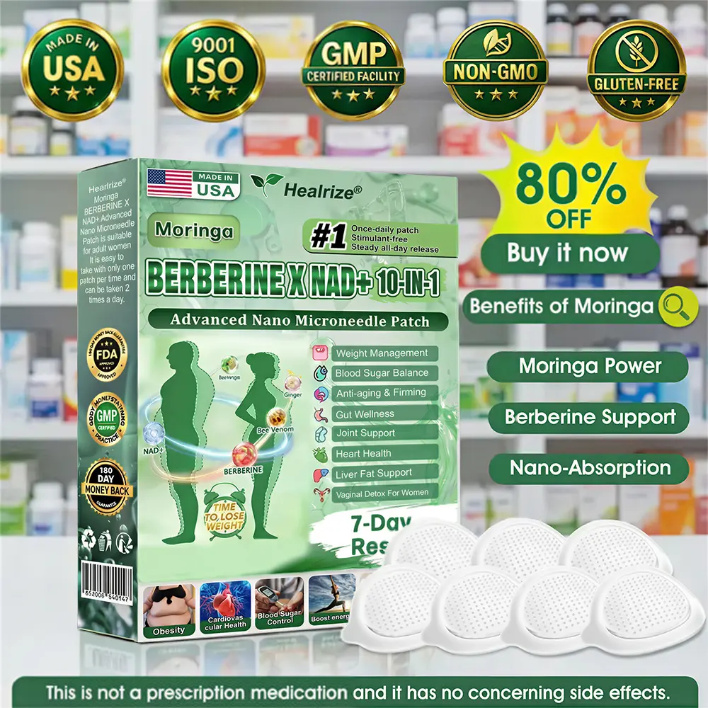 Moringa · Berberine × NAD+ 𝟏𝟎-𝐢𝐧-𝟏 𝐀𝐝𝐯𝐚𝐧𝐜𝐞𝐝 𝐍𝐚𝐧𝐨 𝐌𝐢𝐜𝐫𝐨𝐧𝐞𝐞𝐝𝐥𝐞 𝐏𝐚𝐭𝐜𝐡