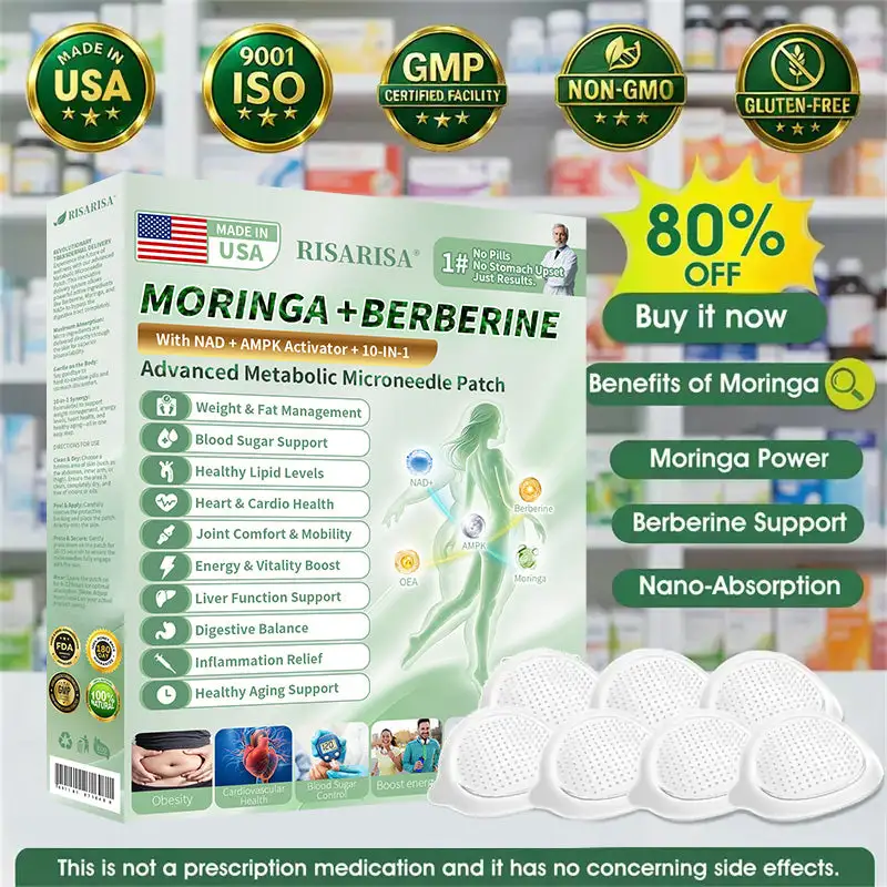 Moringa · Berberine × NAD+ 𝟏𝟎-𝐢𝐧-𝟏 𝐀𝐝𝐯𝐚𝐧𝐜𝐞𝐝 𝐍𝐚𝐧𝐨 𝐌𝐢𝐜𝐫𝐨𝐧𝐞𝐞𝐝𝐥𝐞 𝐏𝐚𝐭𝐜𝐡