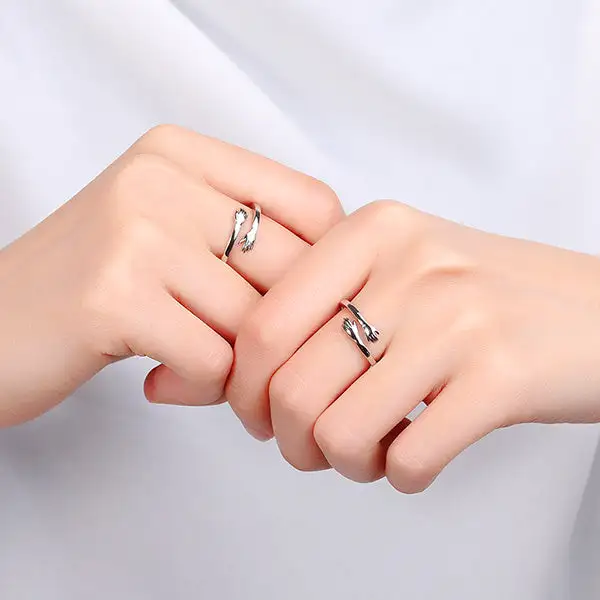 Embrace Hug Couple Ring (1Pair) - Image 12