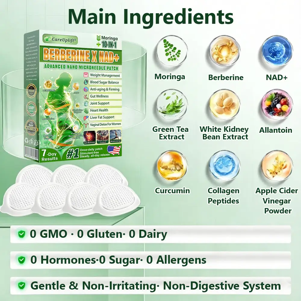 Moringa · Berberine × NAD+ 10-in-1 Slimming & Firming Microneedle Patch - Image 7