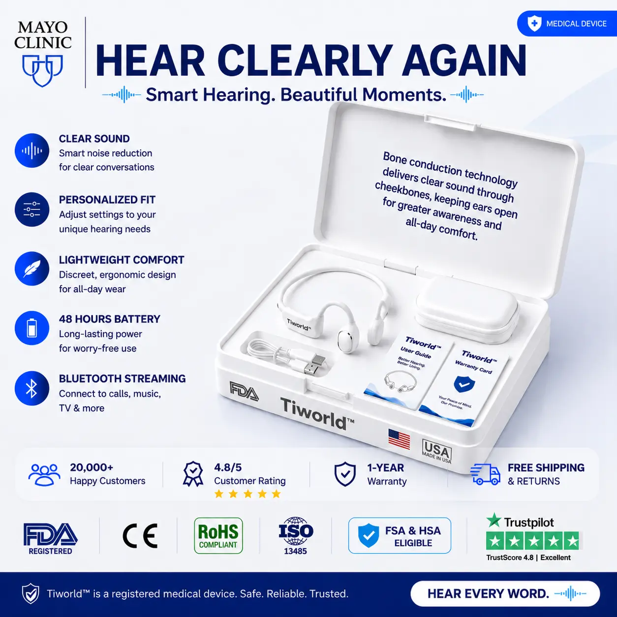 Bone Conduction Smart Hearing Headphones