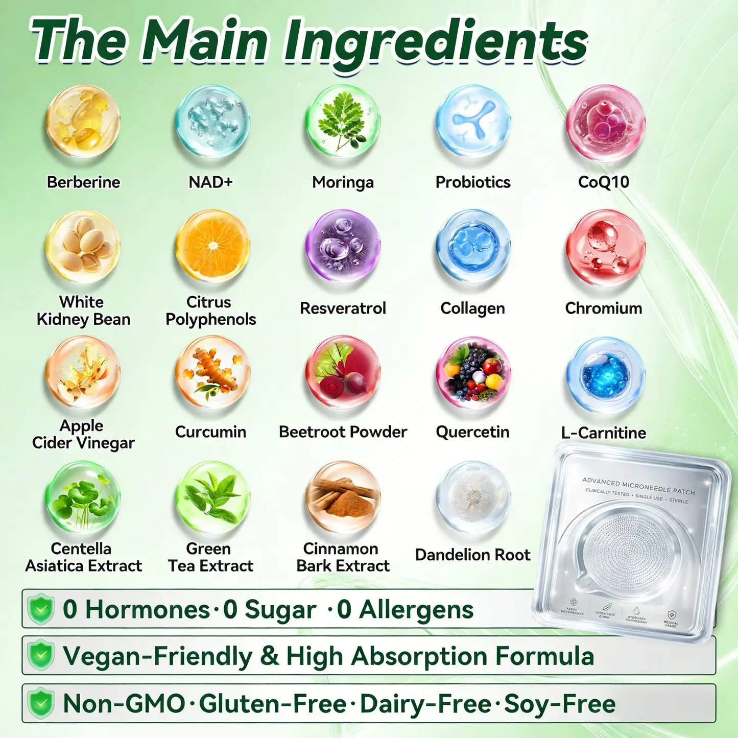 Moringa Berberine × NAD+ 10-in-1 Advanced Nano Microneedle Patch - Image 9