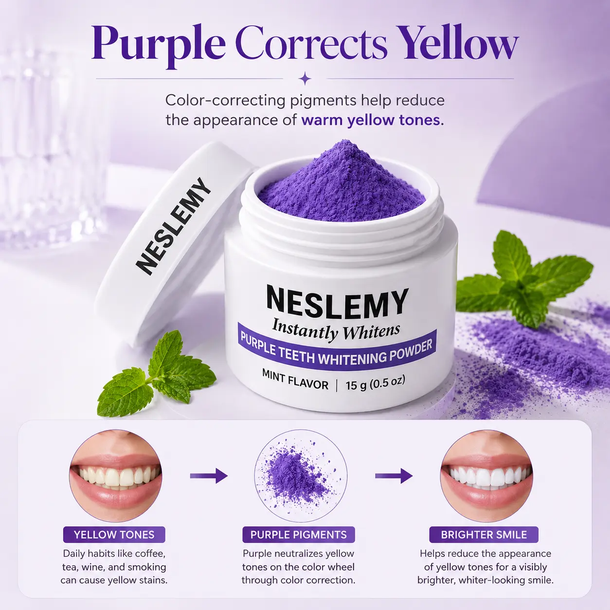 NESLEMY Purple Teeth Whitening Powder - Image 8