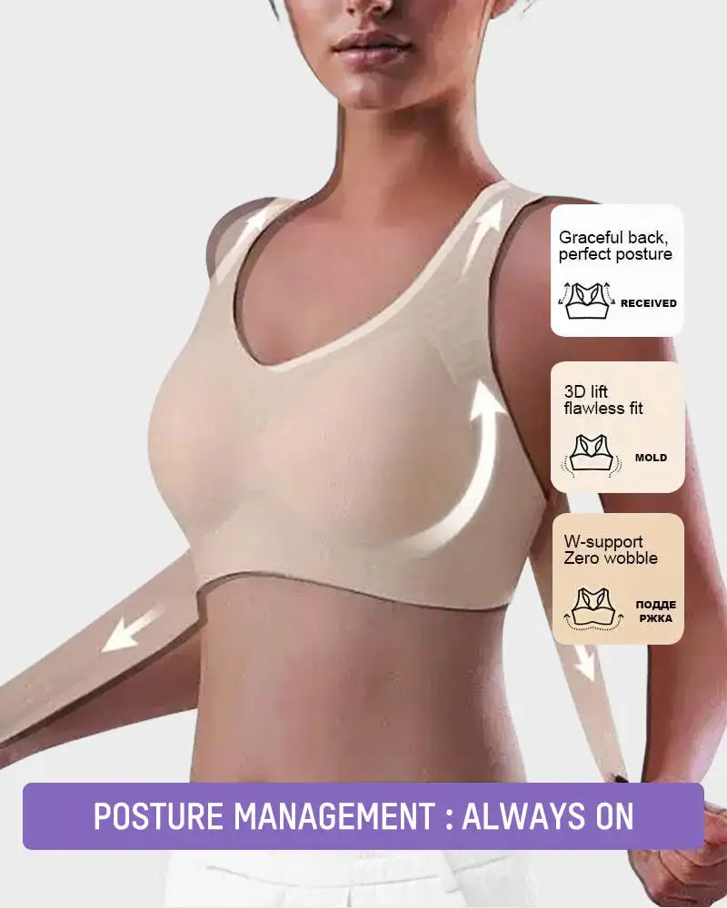 Cross Back Front Closure Wireless Posture Support Bra - Image 4