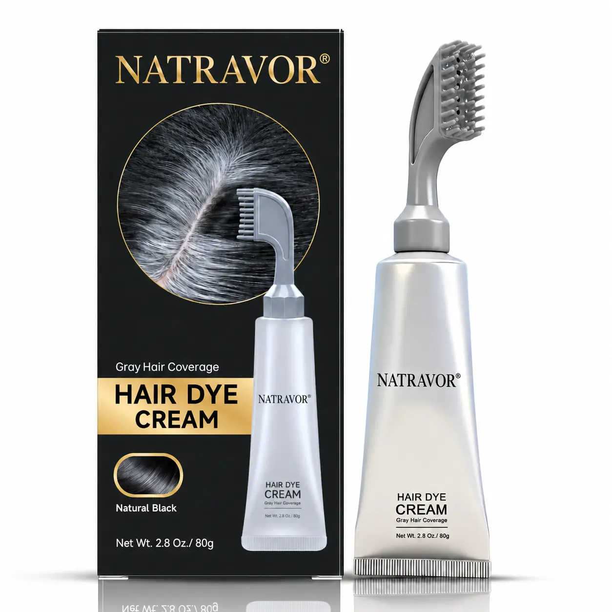 NATRAVOR Comb - In Hair DyeCream for Gray Coverage - Natural Black & Dark Brown - Image 10