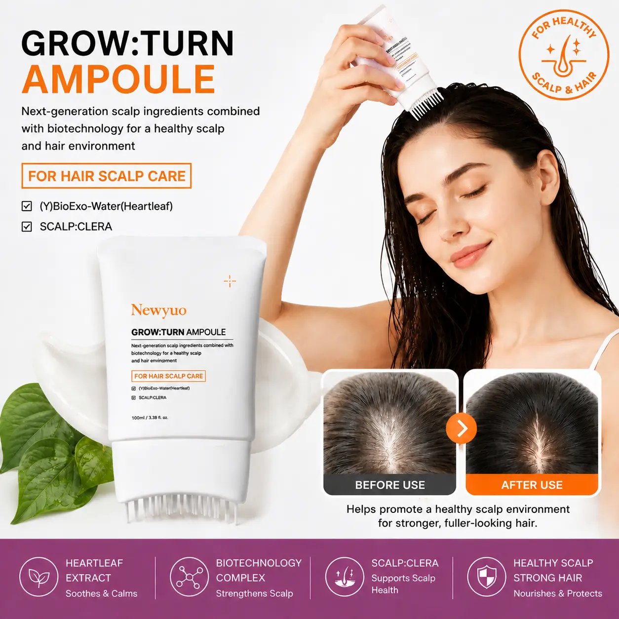 Newyuo Hair Growth Serum - Nourishing Scalp Treatment with Built-In Brush - Image 2