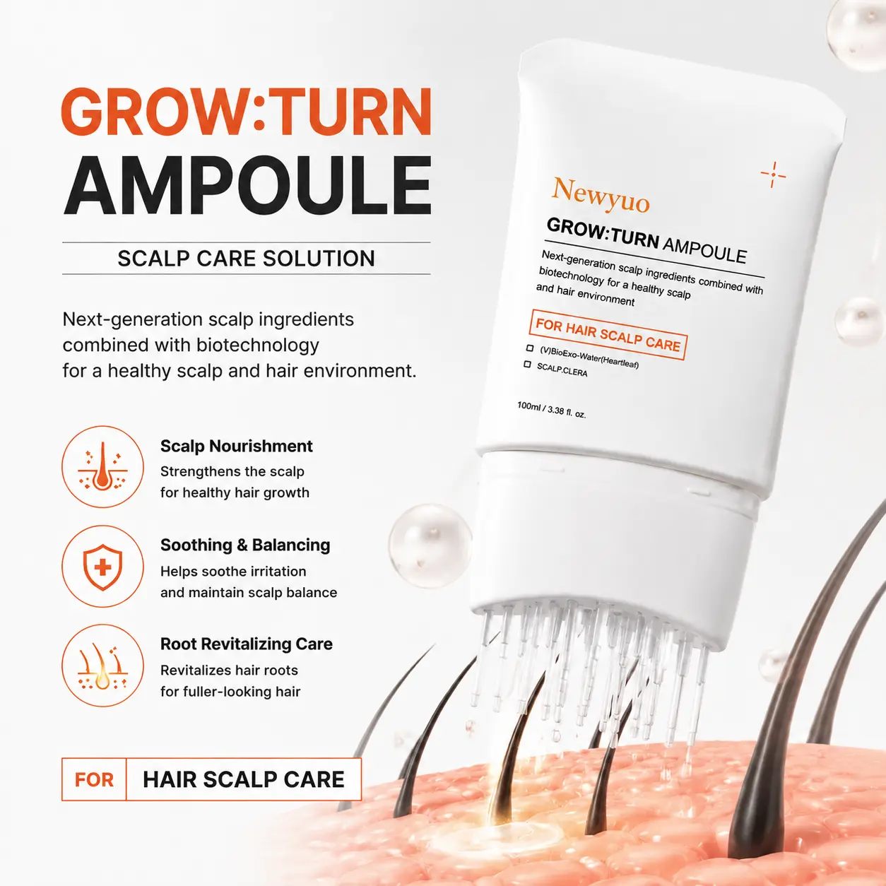 Newyuo Hair Growth Serum - Nourishing Scalp Treatment with Built-In Brush - Image 3