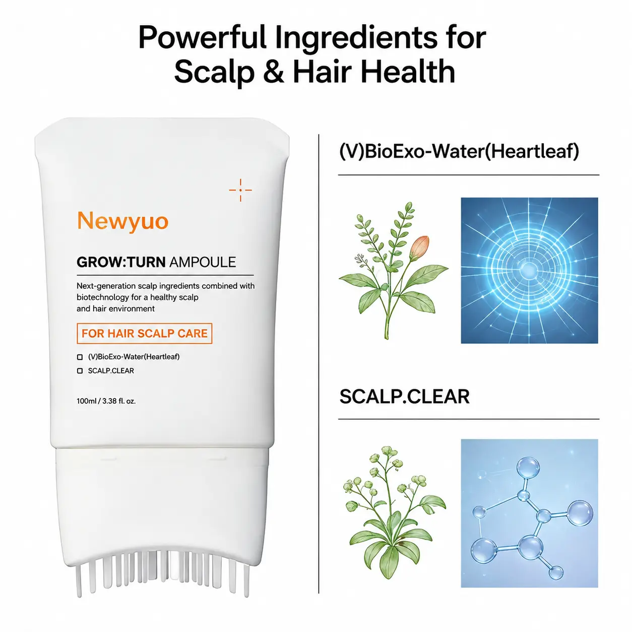 Newyuo Hair Growth Serum - Nourishing Scalp Treatment with Built-In Brush - Image 4