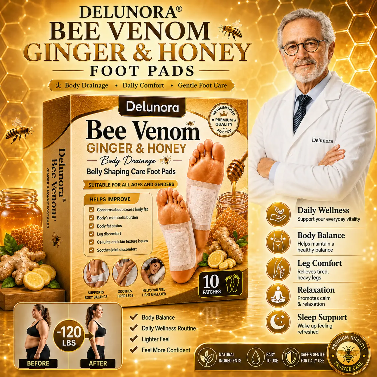 2026 New Bee Venom Ginger & Honey Foot Pads - Image 2